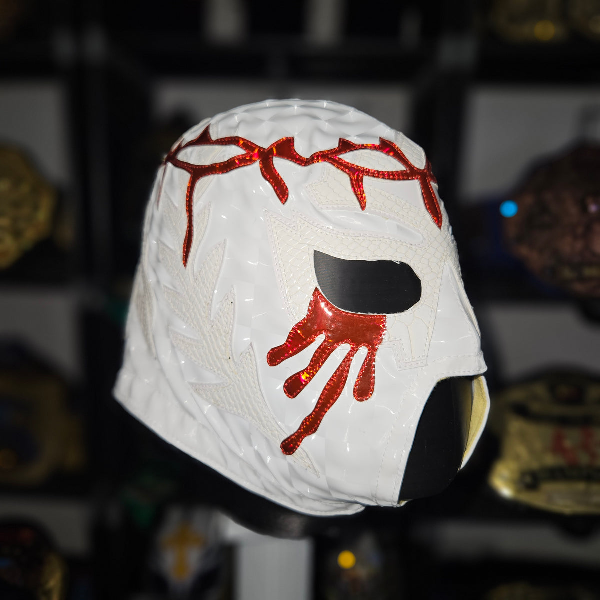 Soberano Jr White & Red Semi Pro Adult Size Mask