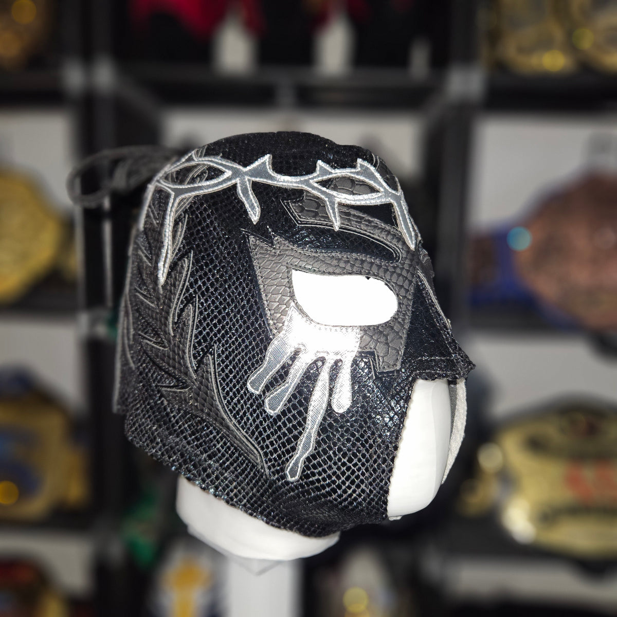 Soberano Jr Black & Silver Semi Pro Adult Size Mask